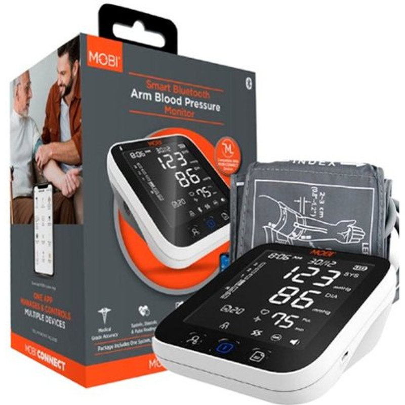 MOBI Connect MOBI Connect Smart Bluetooth Arm Blood Pressure Monitor Blood Pressure Monitors White Smoke