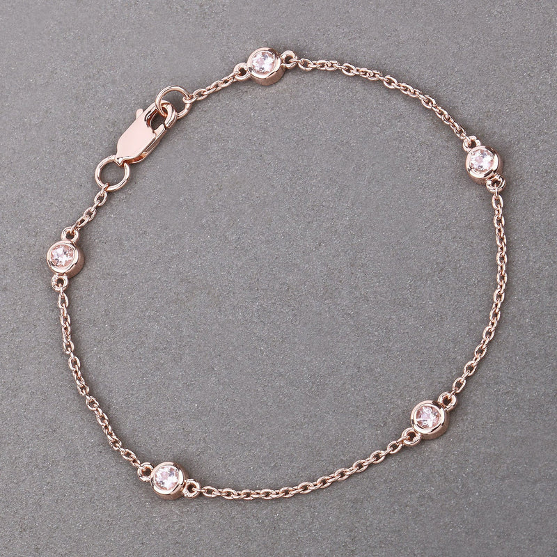 Bids.com 0.45 Carat Genuine Morganite .925 Sterling Silver Bracelet Bracelets Dark Gray size 7.00