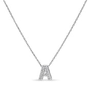 Bids.com 10K White Gold Diamond Accent "A" Initial Bubble Pendant Necklace Necklaces White Smoke White.Gold / 18 / A