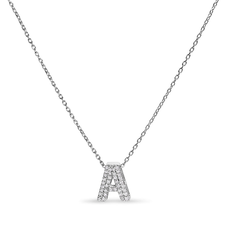 Bids.com 10K White Gold Diamond Accent "A" Initial Bubble Pendant Necklace Necklaces White Smoke White.Gold / 18 / A