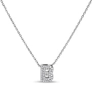 Bids.com 10K White Gold Diamond Accent "A" Initial Bubble Pendant Necklace Necklaces White Smoke White.Gold / 18 / B