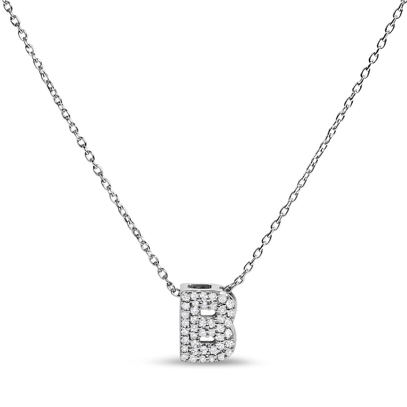 Bids.com 10K White Gold Diamond Accent "A" Initial Bubble Pendant Necklace Necklaces White Smoke White.Gold / 18 / B