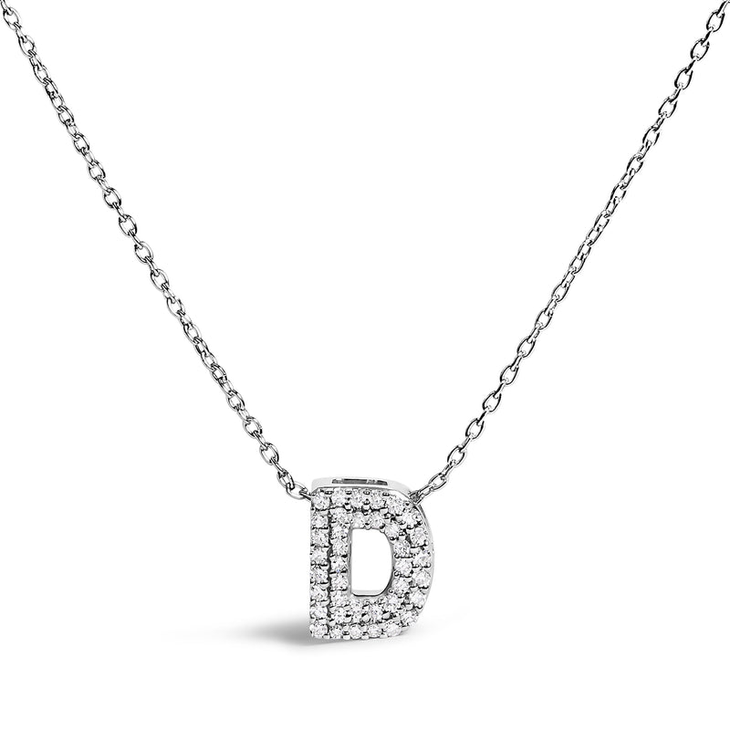 Bids.com 10K White Gold Diamond Accent "A" Initial Bubble Pendant Necklace Necklaces White Smoke White.Gold / 18 / D