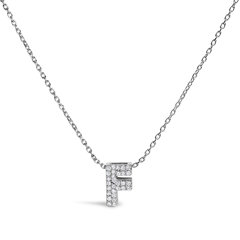 Bids.com 10K White Gold Diamond Accent "A" Initial Bubble Pendant Necklace Necklaces White Smoke White.Gold / 18 / F