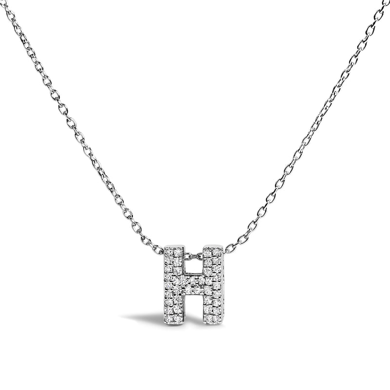 Bids.com 10K White Gold Diamond Accent "A" Initial Bubble Pendant Necklace Necklaces White Smoke White.Gold / 18 / H
