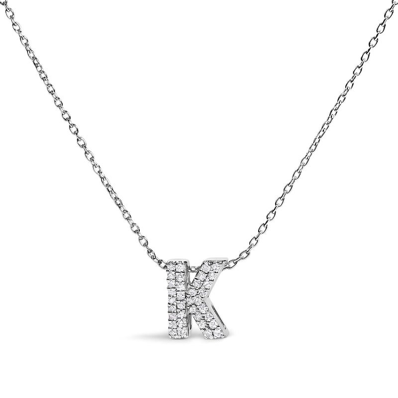 Bids.com 10K White Gold Diamond Accent "A" Initial Bubble Pendant Necklace Necklaces White Smoke White.Gold / 18 / K