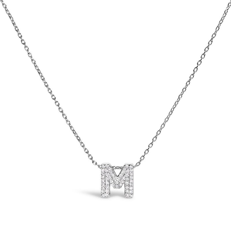 Bids.com 10K White Gold Diamond Accent "A" Initial Bubble Pendant Necklace Necklaces White Smoke White.Gold / 18 / M