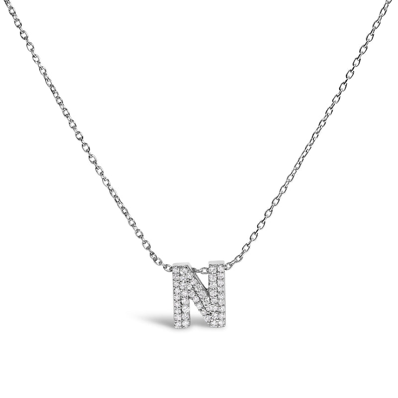Bids.com 10K White Gold Diamond Accent "A" Initial Bubble Pendant Necklace Necklaces White Smoke White.Gold / 18 / N