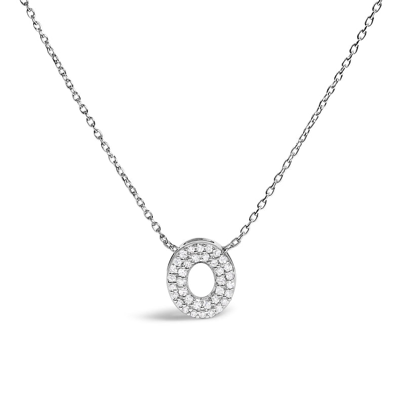 Bids.com 10K White Gold Diamond Accent "A" Initial Bubble Pendant Necklace Necklaces White Smoke White.Gold / 18 / O