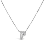 Bids.com 10K White Gold Diamond Accent "A" Initial Bubble Pendant Necklace Necklaces White Smoke White.Gold / 18 / P