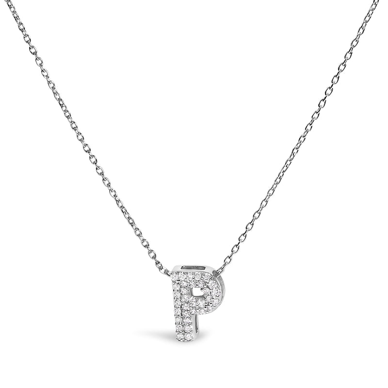 Bids.com 10K White Gold Diamond Accent "A" Initial Bubble Pendant Necklace Necklaces White Smoke White.Gold / 18 / P