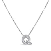 Bids.com 10K White Gold Diamond Accent "A" Initial Bubble Pendant Necklace Necklaces White Smoke White.Gold / 18 / Q