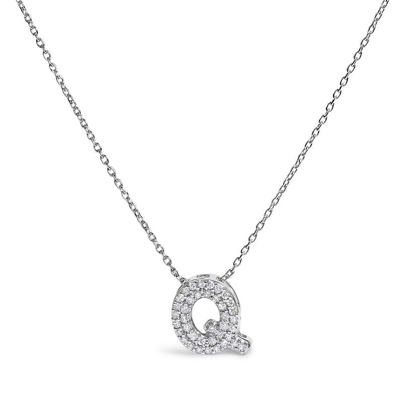Bids.com 10K White Gold Diamond Accent "A" Initial Bubble Pendant Necklace Necklaces White Smoke White.Gold / 18 / Q