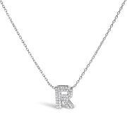 Bids.com 10K White Gold Diamond Accent "A" Initial Bubble Pendant Necklace Necklaces White Smoke White.Gold / 18 / R