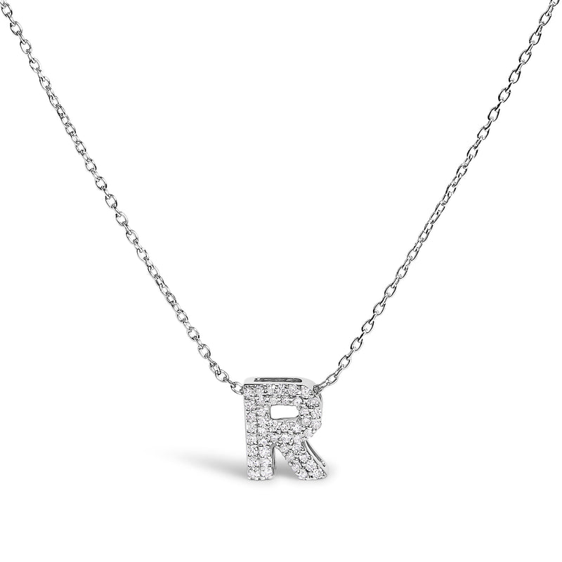 Bids.com 10K White Gold Diamond Accent "A" Initial Bubble Pendant Necklace Necklaces White Smoke White.Gold / 18 / R