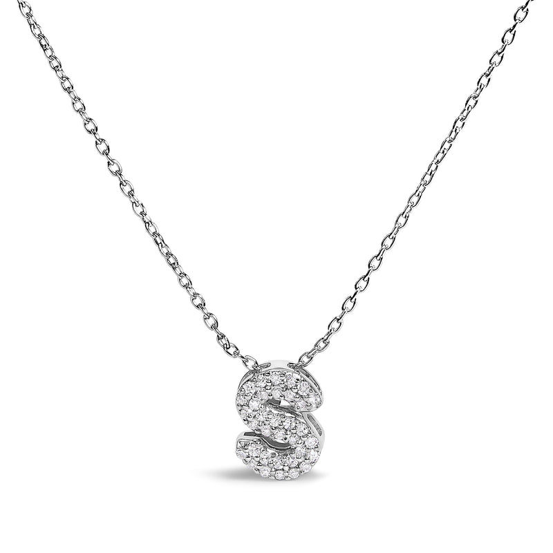 Bids.com 10K White Gold Diamond Accent "A" Initial Bubble Pendant Necklace Necklaces White Smoke White.Gold / 18 / S