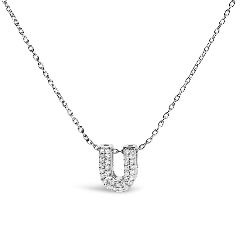 Bids.com 10K White Gold Diamond Accent "A" Initial Bubble Pendant Necklace Necklaces White Smoke White.Gold / 18 / U