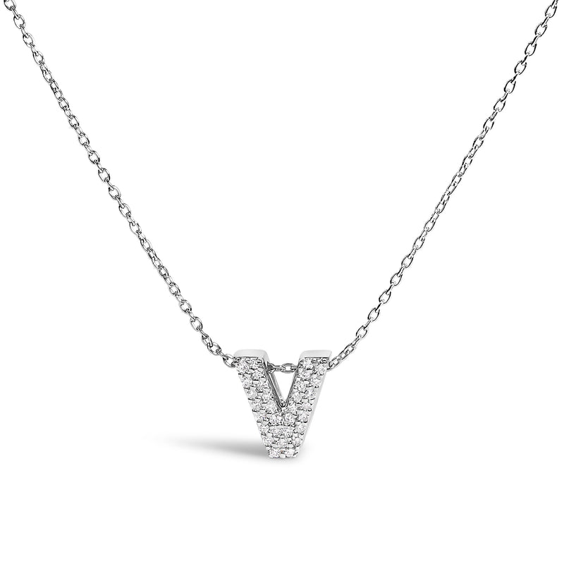 Bids.com 10K White Gold Diamond Accent "A" Initial Bubble Pendant Necklace Necklaces White Smoke White.Gold / 18 / V