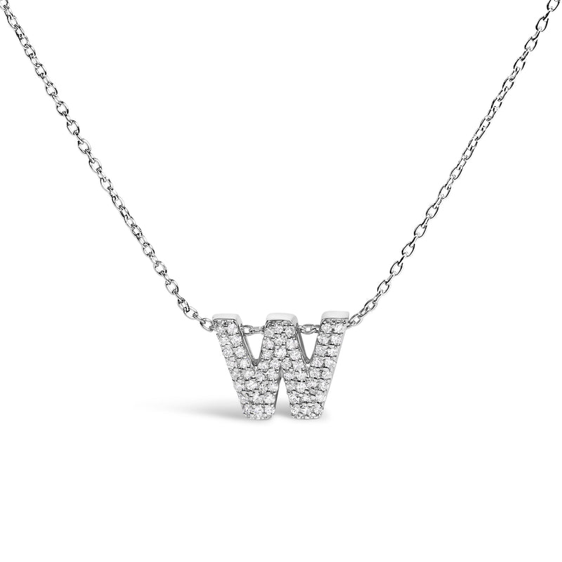 Bids.com 10K White Gold Diamond Accent "A" Initial Bubble Pendant Necklace Necklaces White Smoke White.Gold / 18 / W
