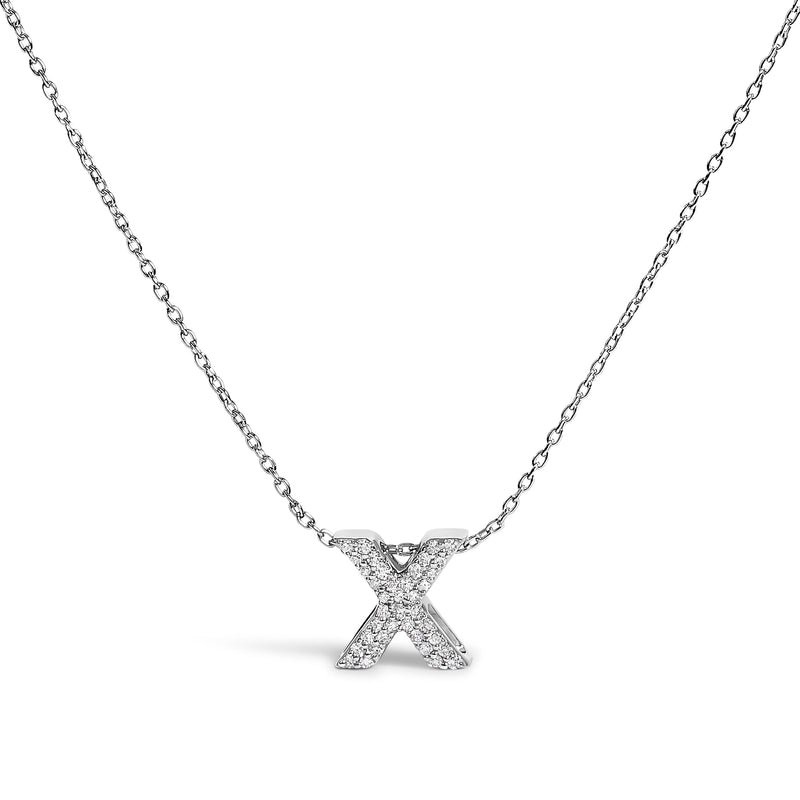 Bids.com 10K White Gold Diamond Accent "A" Initial Bubble Pendant Necklace Necklaces White Smoke White.Gold / 18 / X