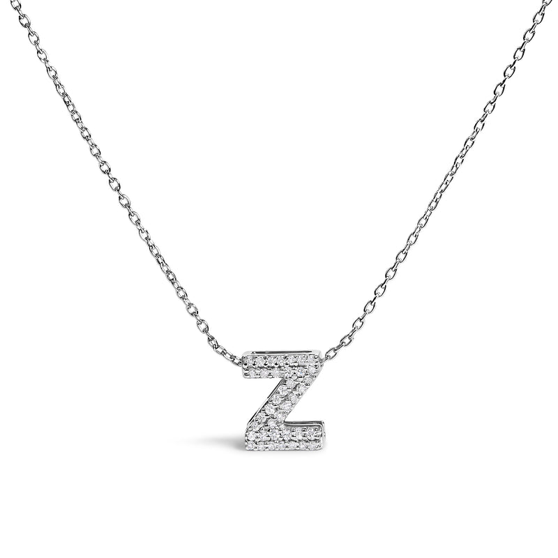 Bids.com 10K White Gold Diamond Accent "A" Initial Bubble Pendant Necklace Necklaces White Smoke White.Gold / 18 / Z