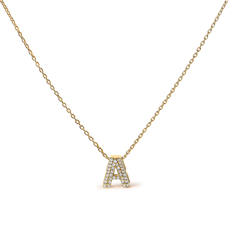 Bids.com 10K White Gold Diamond Accent "A" Initial Bubble Pendant Necklace Necklaces White Smoke Yellow.Gold / 18 / A