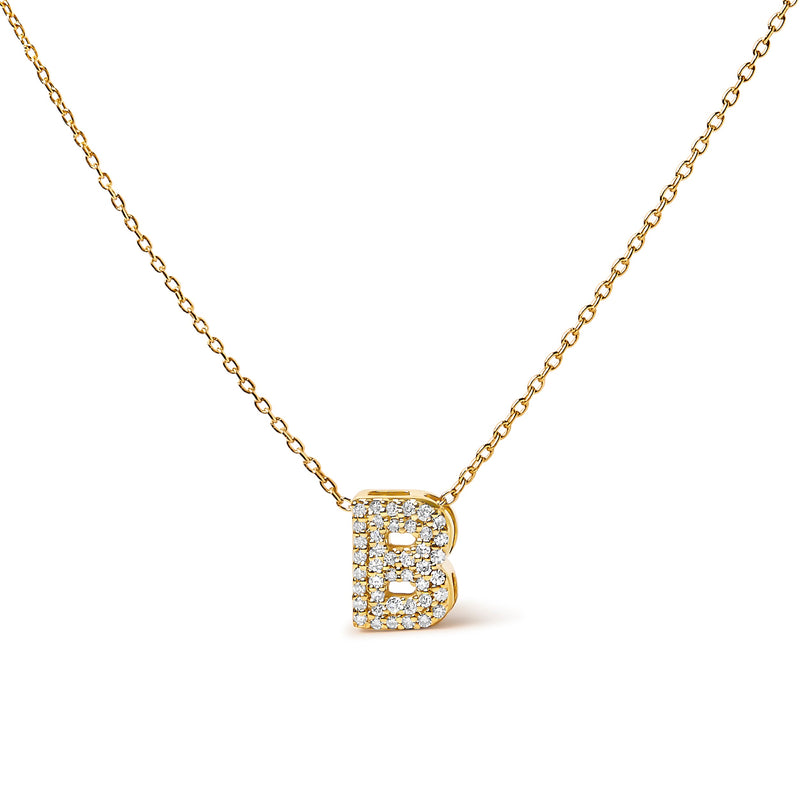 Bids.com 10K White Gold Diamond Accent "A" Initial Bubble Pendant Necklace Necklaces White Smoke Yellow.Gold / 18 / B