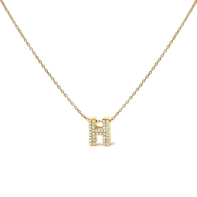 Bids.com 10K White Gold Diamond Accent "A" Initial Bubble Pendant Necklace Necklaces White Smoke Yellow.Gold / 18 / H