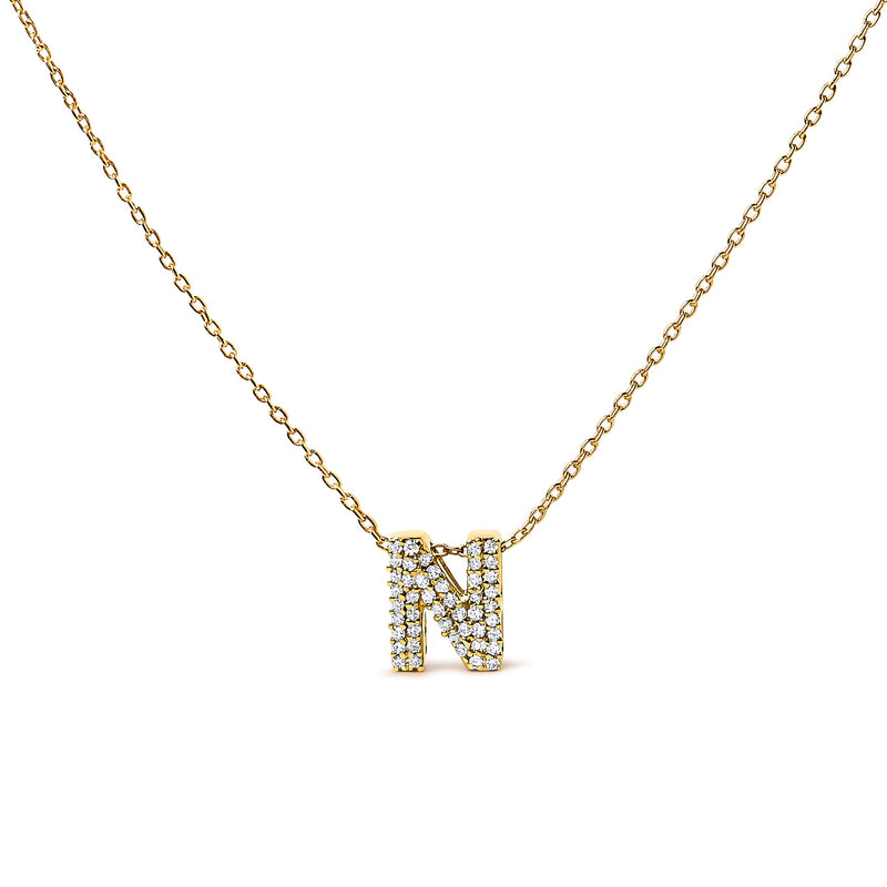 Bids.com 10K White Gold Diamond Accent "A" Initial Bubble Pendant Necklace Necklaces White Smoke Yellow.Gold / 18 / N