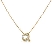 Bids.com 10K White Gold Diamond Accent "A" Initial Bubble Pendant Necklace Necklaces White Smoke Yellow.Gold / 18 / Q