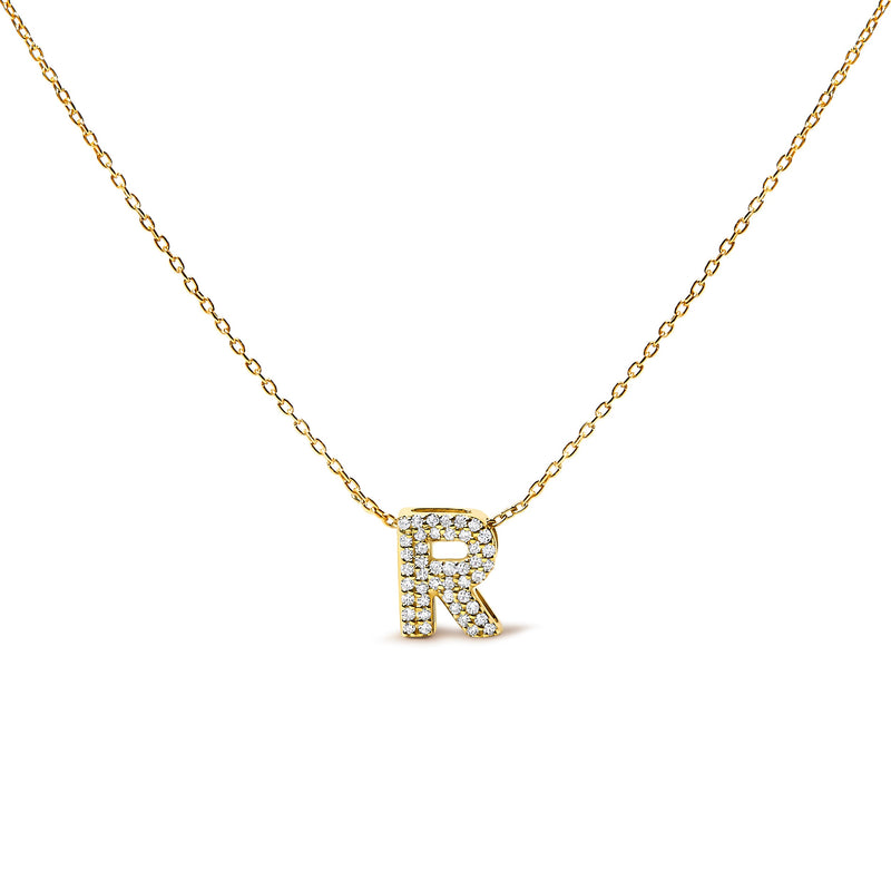 Bids.com 10K White Gold Diamond Accent "A" Initial Bubble Pendant Necklace Necklaces White Smoke Yellow.Gold / 18 / R