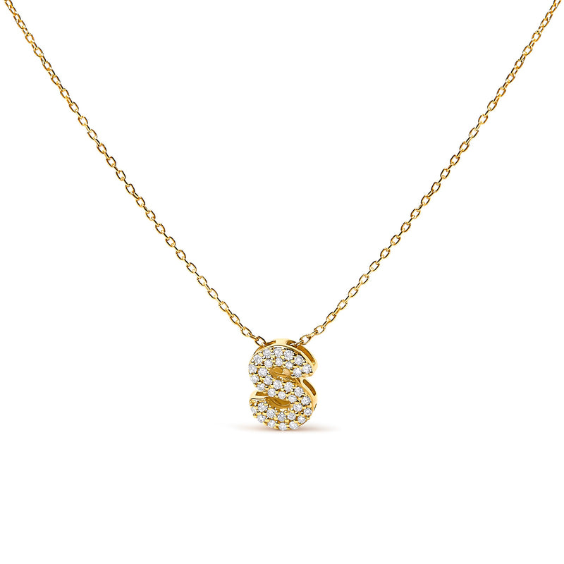 Bids.com 10K White Gold Diamond Accent "A" Initial Bubble Pendant Necklace Necklaces White Smoke Yellow.Gold / 18 / S