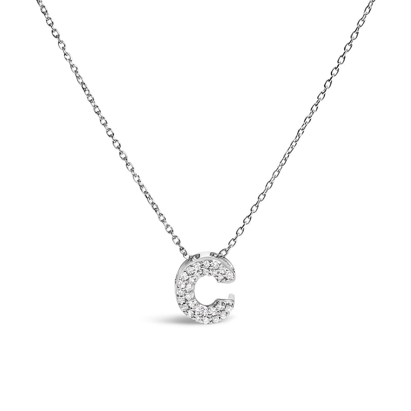 Bids.com 10K White Gold Diamond Accent "A" Initial Bubble Pendant Necklace Necklaces White Smoke White.Gold / 18 / C