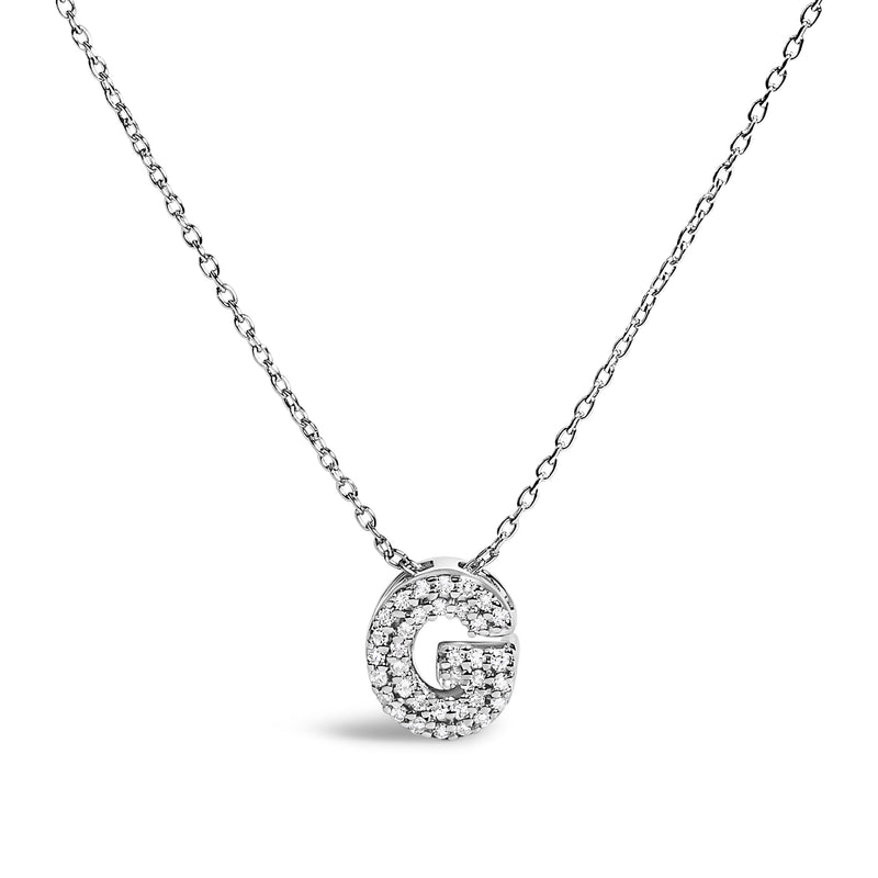 Bids.com 10K White Gold Diamond Accent "A" Initial Bubble Pendant Necklace Necklaces White Smoke White.Gold / 18 / G