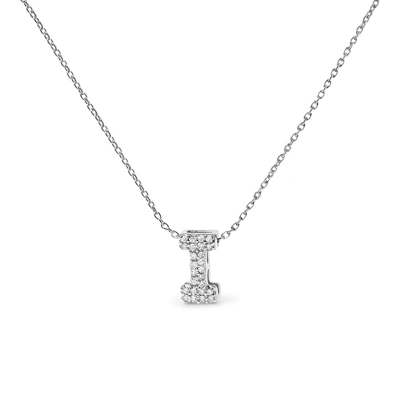 Bids.com 10K White Gold Diamond Accent "A" Initial Bubble Pendant Necklace Necklaces White Smoke White.Gold / 18 / I