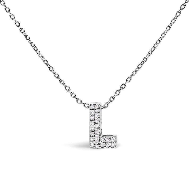 Bids.com 10K White Gold Diamond Accent "A" Initial Bubble Pendant Necklace Necklaces White Smoke White.Gold / 18 / L