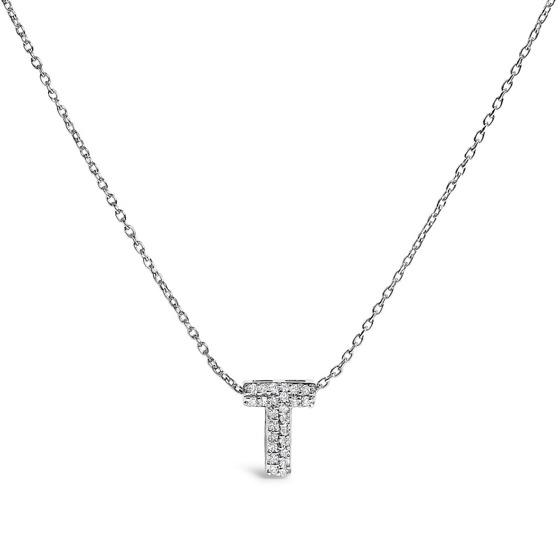 Bids.com 10K White Gold Diamond Accent "A" Initial Bubble Pendant Necklace Necklaces White Smoke White.Gold / 18 / T