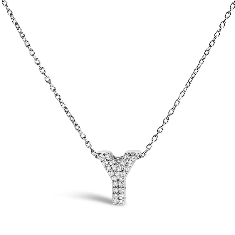 Bids.com 10K White Gold Diamond Accent "A" Initial Bubble Pendant Necklace Necklaces White Smoke White.Gold / 18 / Y