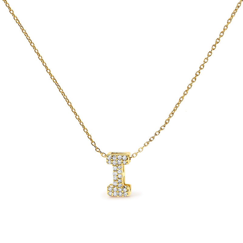 Bids.com 10K White Gold Diamond Accent "A" Initial Bubble Pendant Necklace Necklaces White Smoke Yellow.Gold / 18 / I