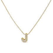 Bids.com 10K White Gold Diamond Accent "A" Initial Bubble Pendant Necklace Necklaces White Smoke Yellow.Gold / 18 / J