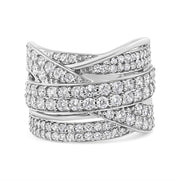 Bids.com .925 Sterling Silver 2.00 Cttw Round-Cut Diamond Overlapping Bypass Band Ring (I-J Color, I2-I3 Clarity) - Ring Size 7 Rings Gray 7 / White.Sterling Silver,9 / White.Sterling Silver,6 / White.Sterling Silver,8 / White.Sterling Silver,5 / White.Sterling Silver