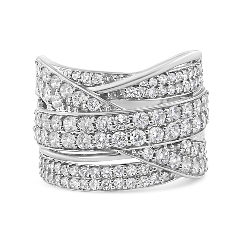 Bids.com .925 Sterling Silver 2.00 Cttw Round-Cut Diamond Overlapping Bypass Band Ring (I-J Color, I2-I3 Clarity) - Ring Size 7 Rings Gray 7 / White.Sterling Silver,9 / White.Sterling Silver,6 / White.Sterling Silver,8 / White.Sterling Silver,5 / White.Sterling Silver