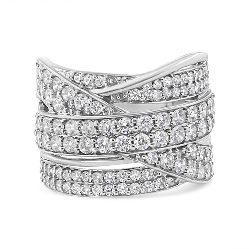 Bids.com .925 Sterling Silver 2.00 Cttw Round-Cut Diamond Overlapping Bypass Band Ring (I-J Color, I2-I3 Clarity) - Ring Size 7 Rings Gray 7 / White.Sterling Silver,9 / White.Sterling Silver,6 / White.Sterling Silver,8 / White.Sterling Silver,5 / White.Sterling Silver
