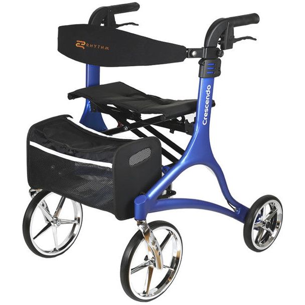 RIO Medical Supplies Rhythm Healthcare 10" Caster Crescendo Rollator White Smoke Matte Blue