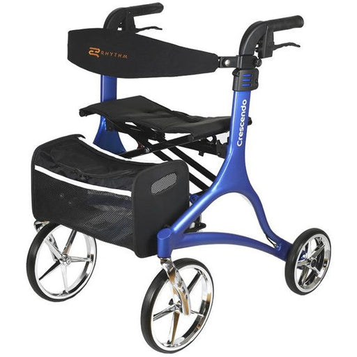 RIO Medical Supplies Rhythm Healthcare 10" Caster Crescendo Rollator White Smoke Matte Blue