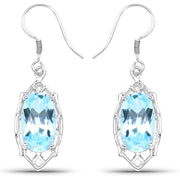 Bids.com 13.68 Carat Genuine Blue Topaz .925 Sterling Silver Earrings Earrings White Smoke