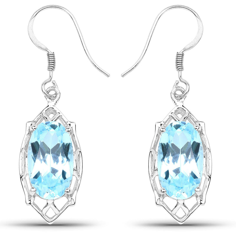 Bids.com 13.68 Carat Genuine Blue Topaz .925 Sterling Silver Earrings Earrings White Smoke