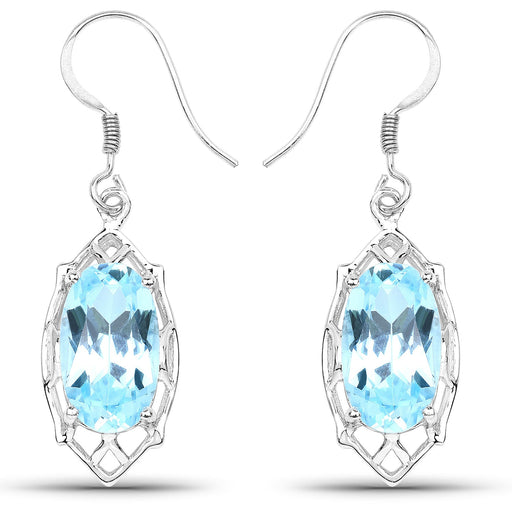 Bids.com 13.68 Carat Genuine Blue Topaz .925 Sterling Silver Earrings Earrings White Smoke