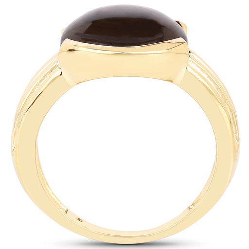 Bids.com 14K Yellow Gold Plated 4.89 Carat Genuine Smoky Quartz .925 Sterling Silver Ring Rings White Smoke size 6.00,size 7.00,size 8.00,size 9.00