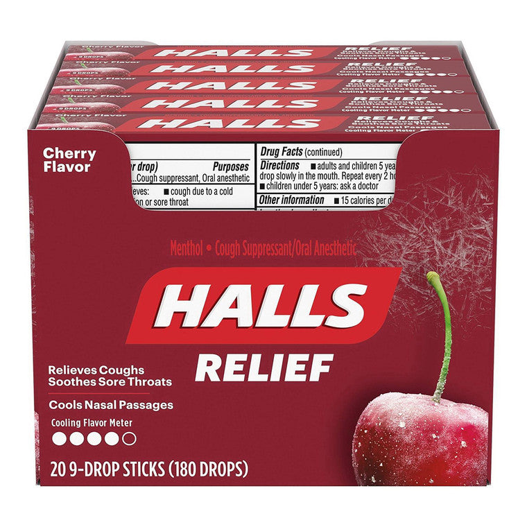 Halls Halls Cough Drops Lozenges Cherry - 20x9 Ct Medicine & Drugs Brown